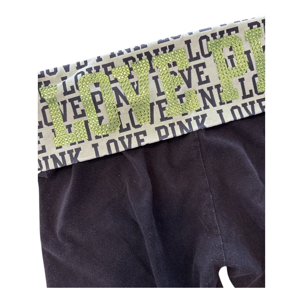 Y2K Women PINK Cropped leggings with Foldover Gem Top Green